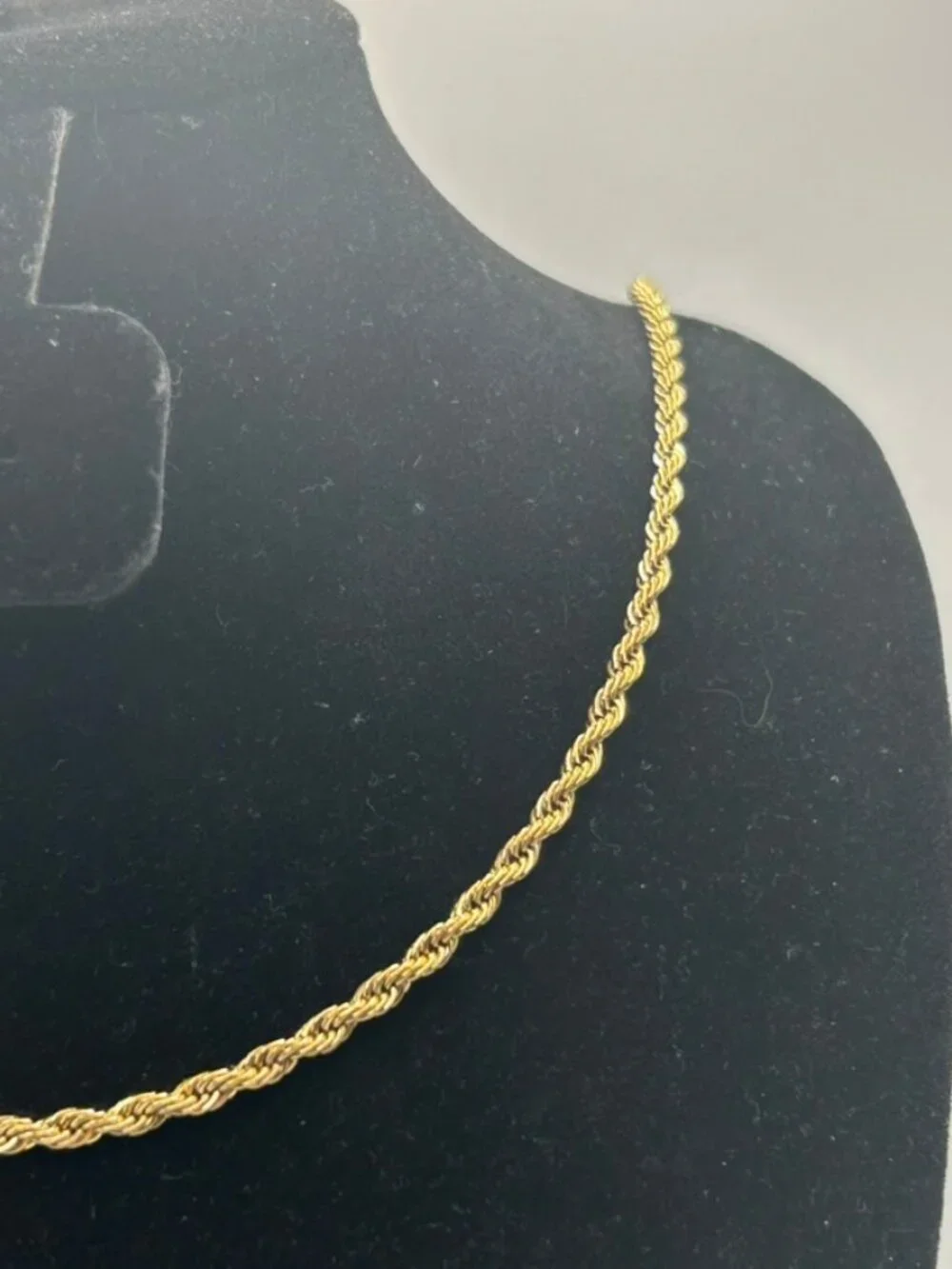 Womens Cute Real Gold Rope Chain Plated 3mm 16 Inch High Quality Non Tarnish